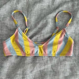 Solid & Striped Rachel Striped Shimmer Bikini Top Size S